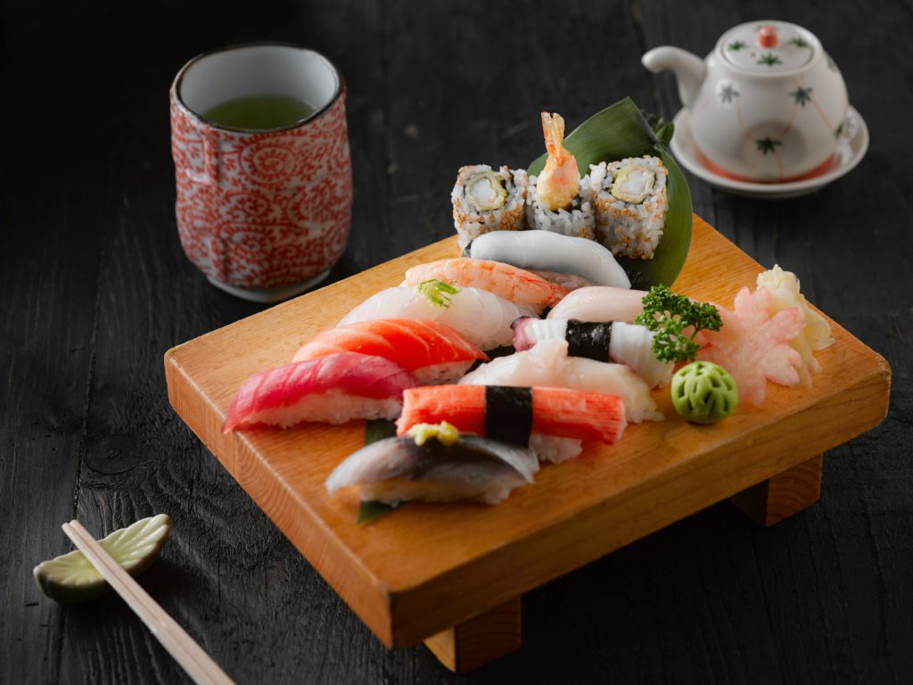 a board of fresh sushi from a plano sushi bar